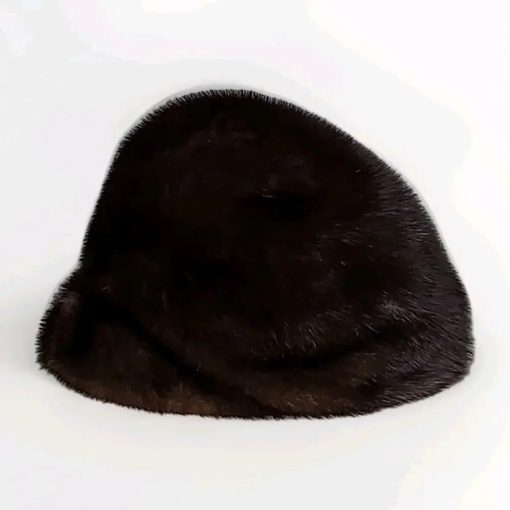 John T Shayne Chicago Mr R Vintage 50s 100% Real Mink Fur Hat w/ Box Brown XS